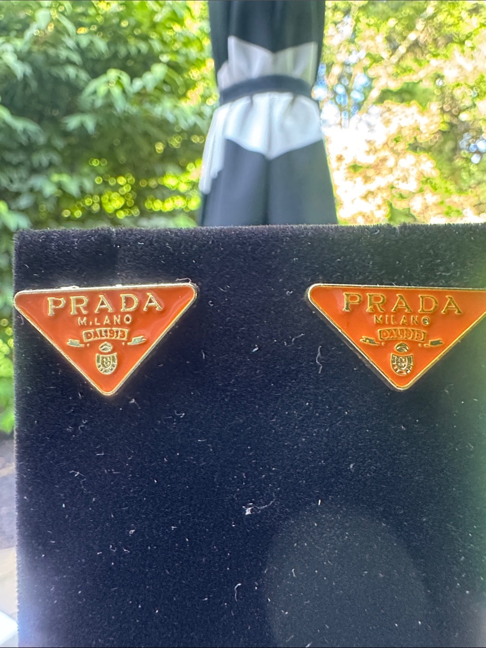 Earrings  Orange Triangle Logo Enamel Stud Earrings